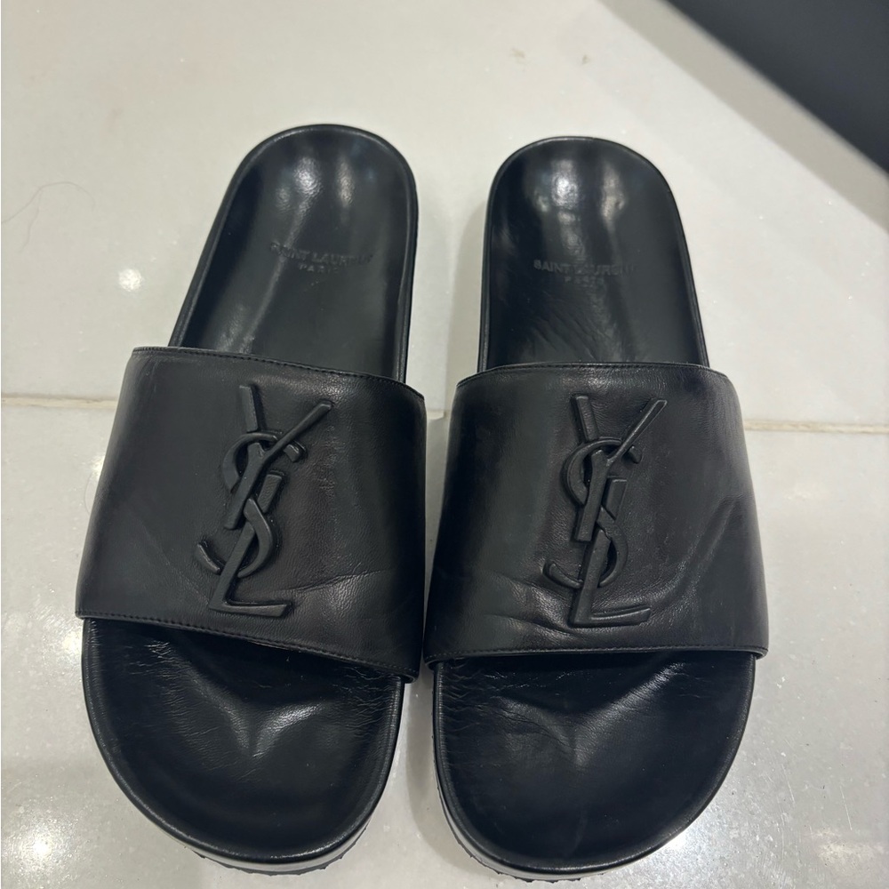 Yves Saint Laurent Black Slide Sandals